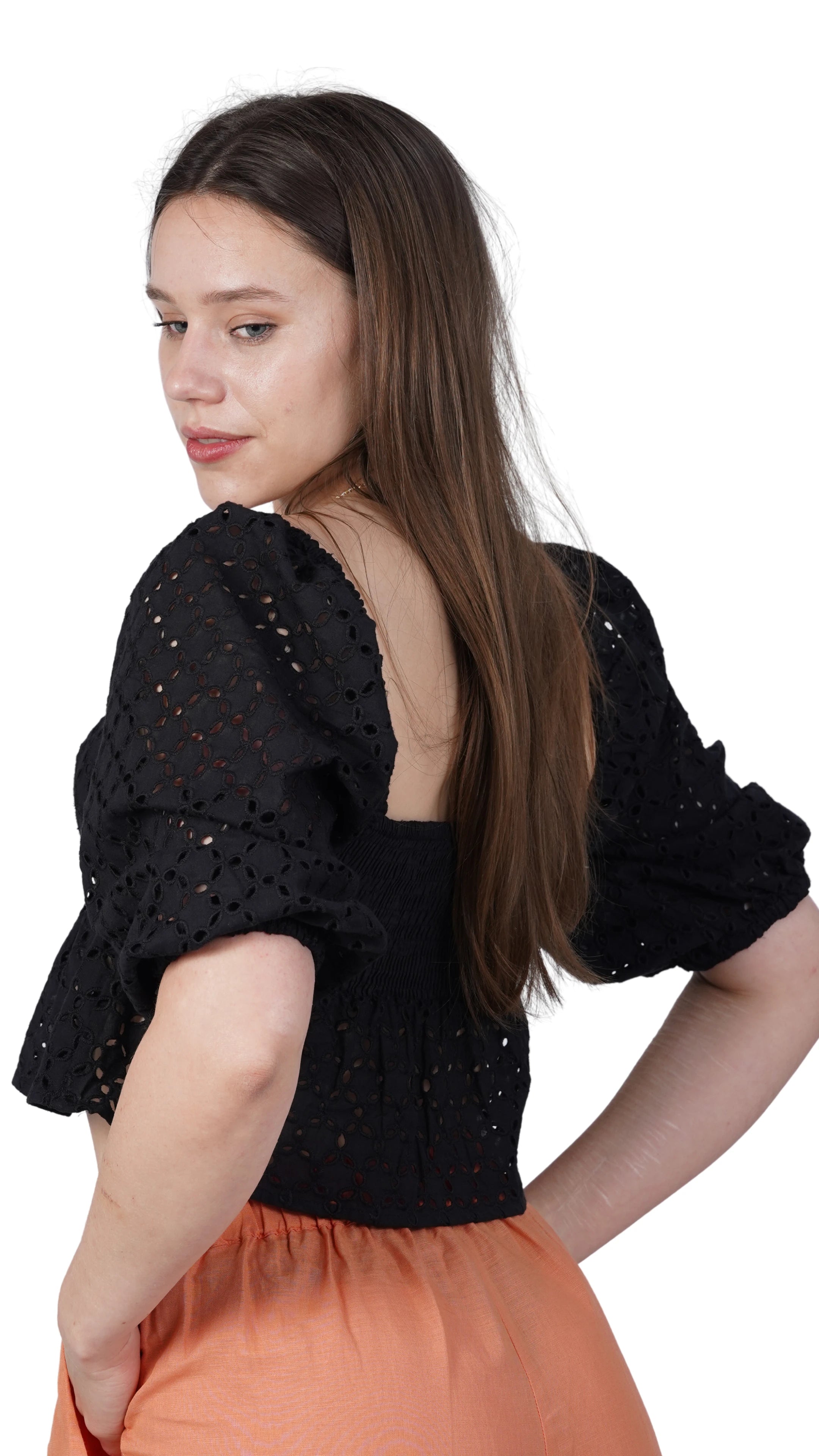 Timeless Allure in Black: Black Lace Enchantment Blouse