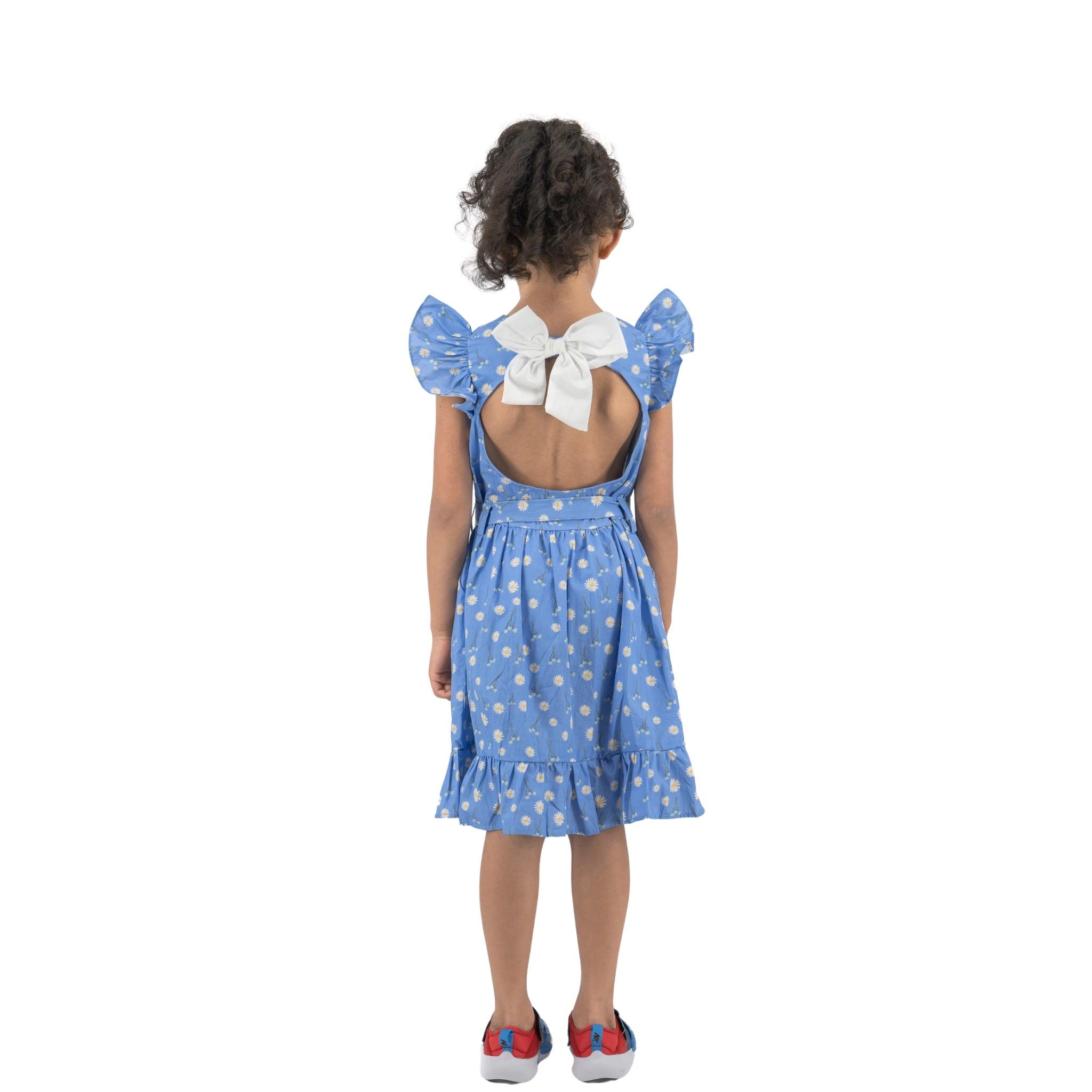 Petite Blossom Cotton Dress in Corn Flour Blue - DressKaree