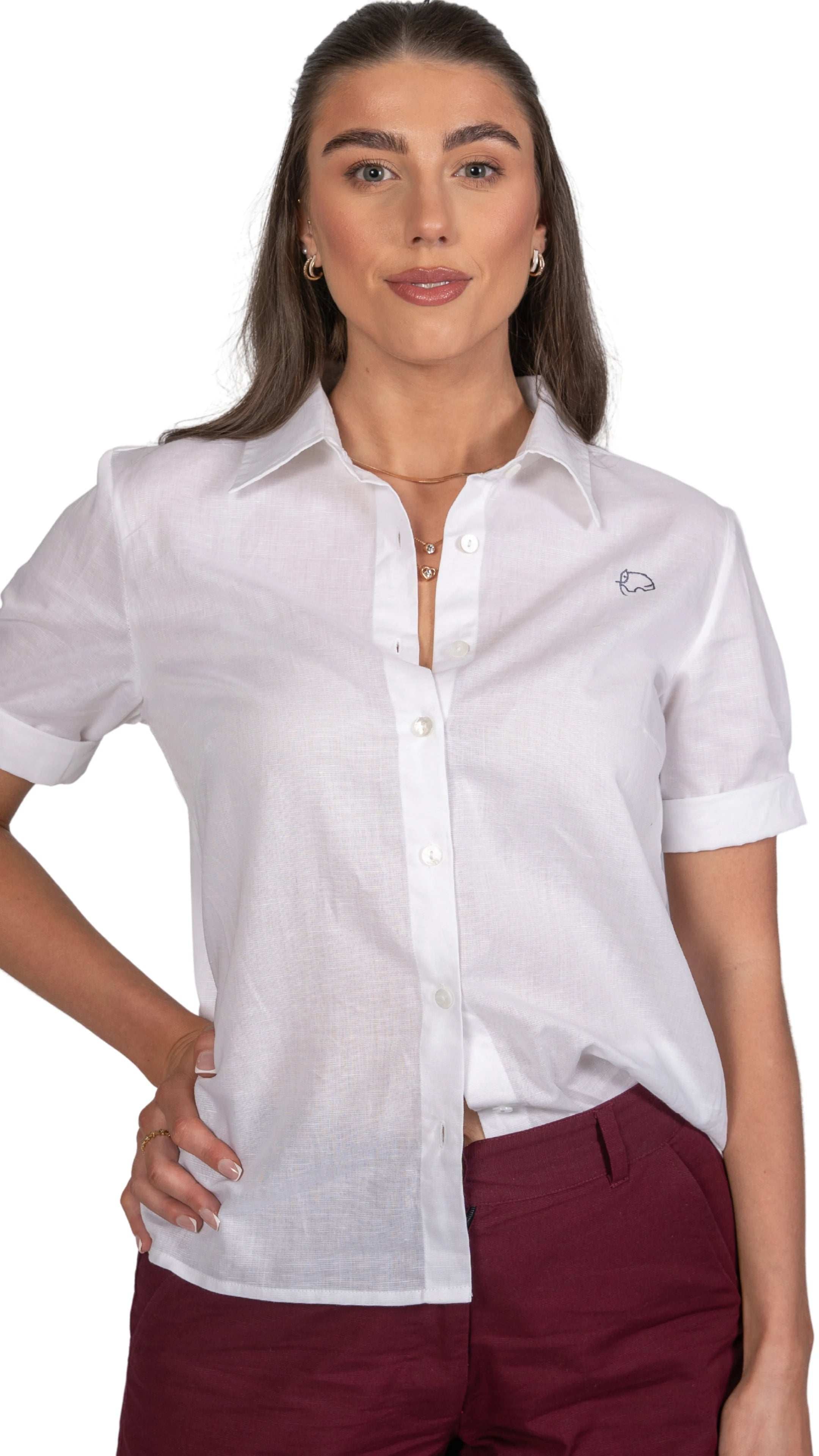 Pure Elegance White Linen Cotton Shirt For Women - ShirtsKaree