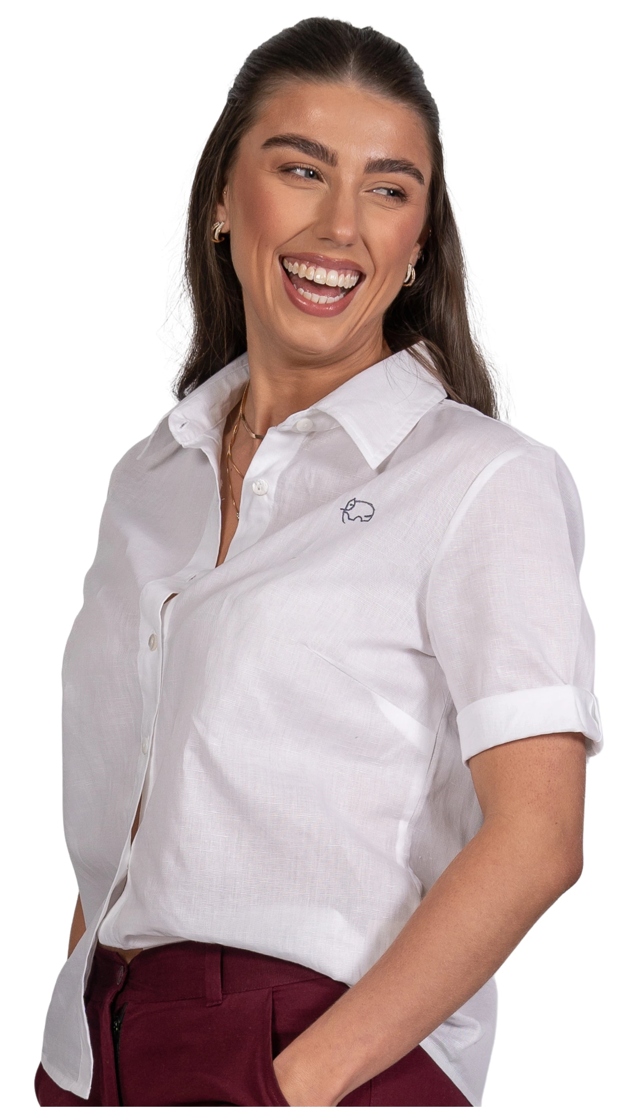 Pure Elegance White Linen Cotton Shirt For Women