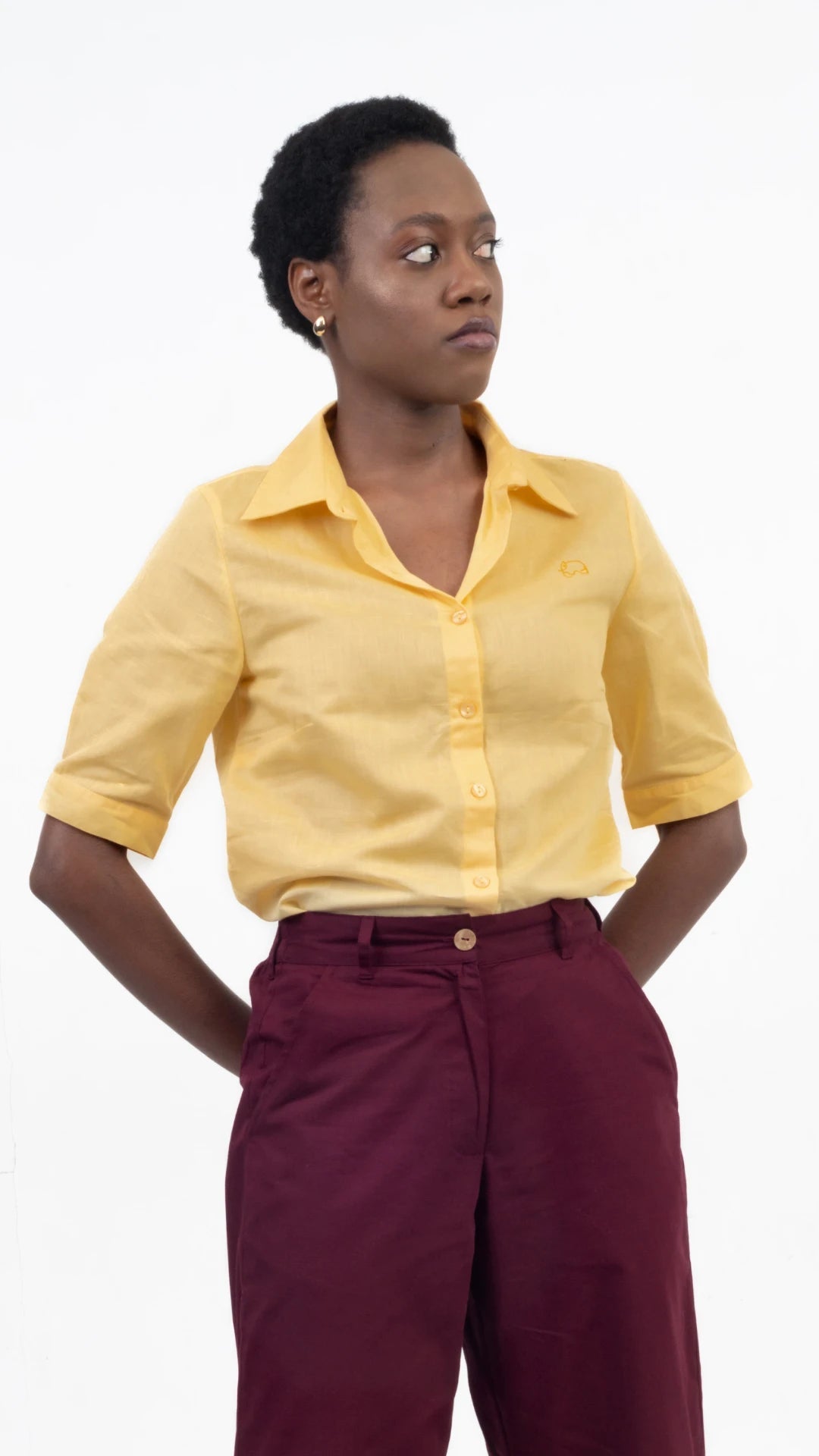 Sunlit Breeze Yellow Linen Cotton Shirt For Women - TopsKaree