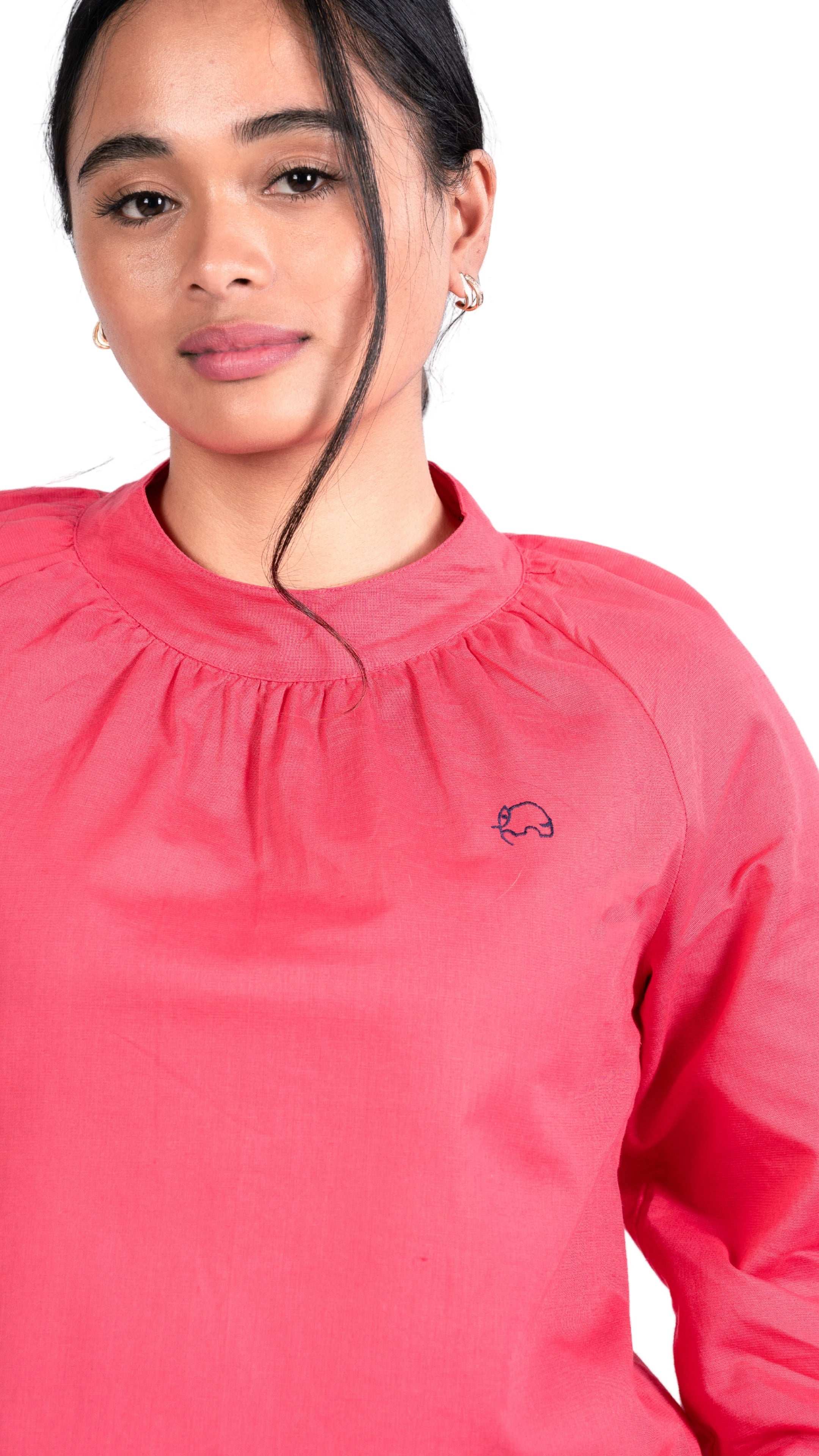 Sustainable Style Staple: Fuchsia High Neck Top - TopsKaree