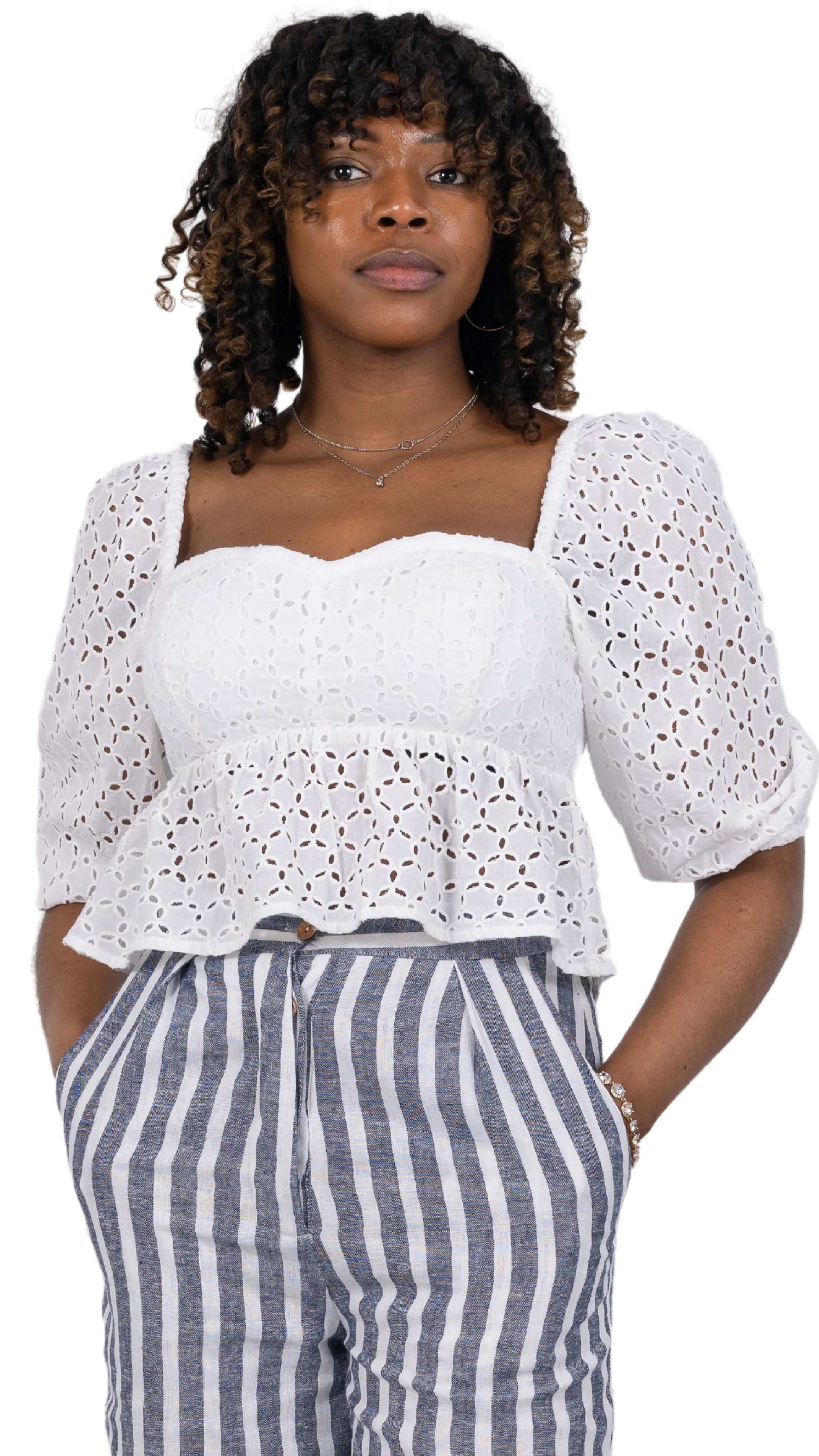 Timeless Allure Awaits: White Lace Whisper Blouse - TopsKaree