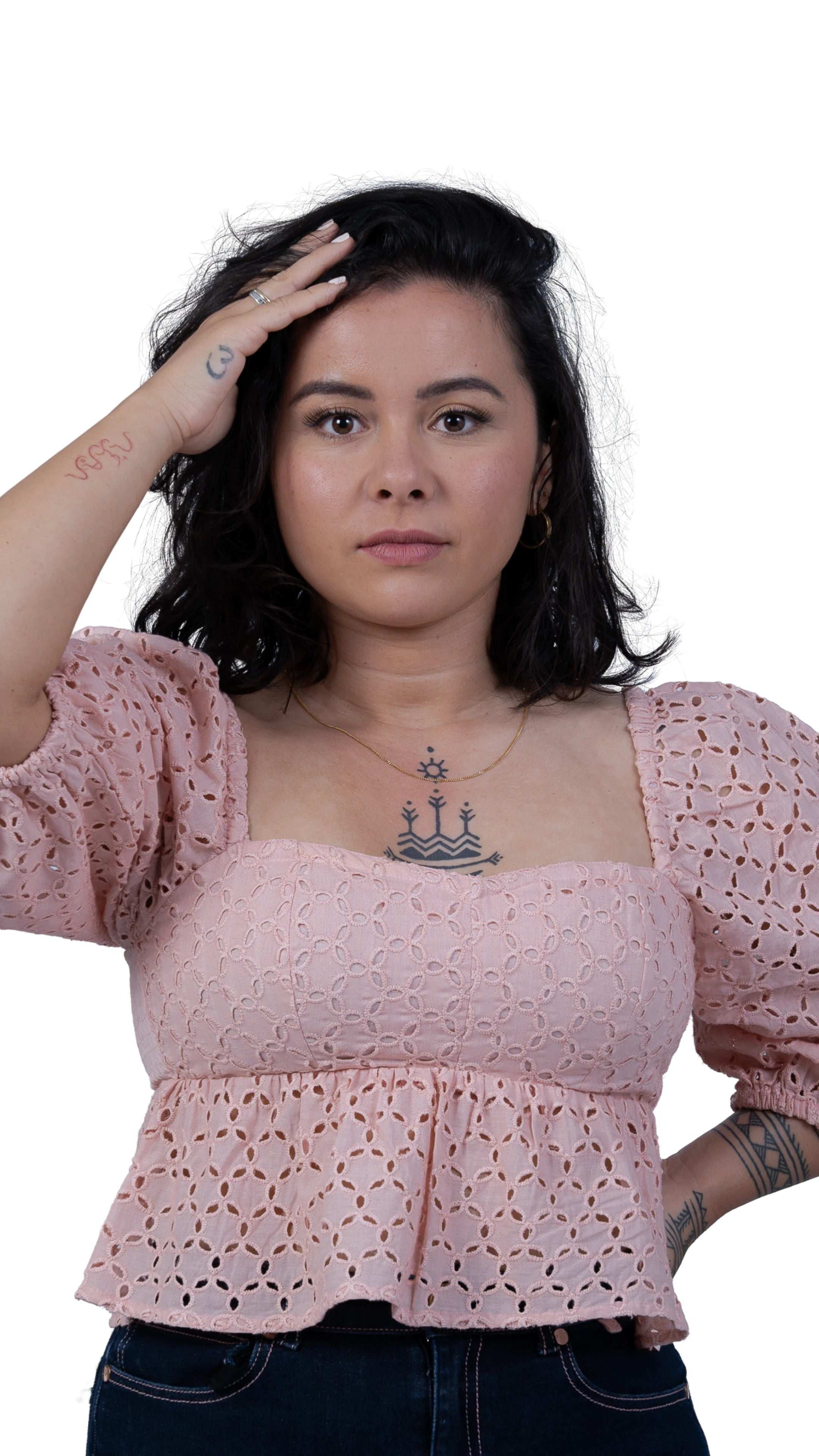 Timeless Allure in Peach: Peach Blossom Lace Dream Blouse - TopsKaree